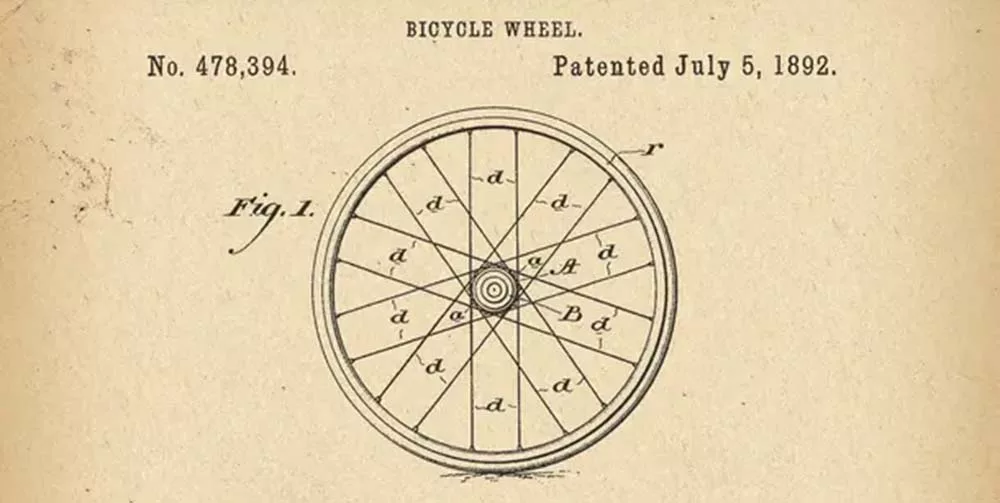 Vintage patent illustration / digram of a bicycle tire